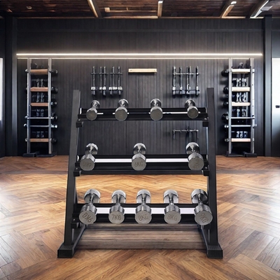 KARTONSIZE 1230*460*120mm Vrije gewichtsrekken voor commerciële fitness 3 Tier Dumbbell Rack