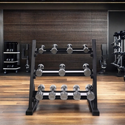 KARTONSIZE 1230*460*120mm Vrije gewichtsrekken voor commerciële fitness 3 Tier Dumbbell Rack
