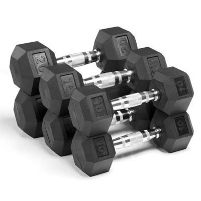 Metalen en rubberen hex-dumbbell met meerdere functies