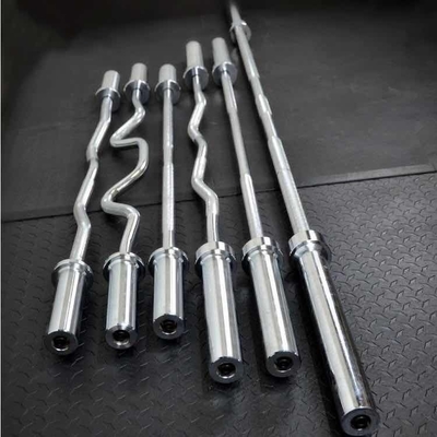 Universele krachttrainingstoerusting Barbell Bar met harde chroom zilveren afwerking
