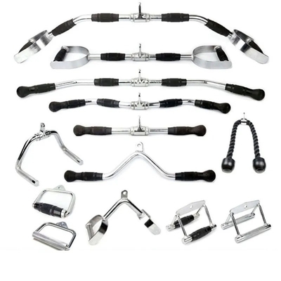 Geïntegreerde Workout Gym Trainer Pull Down Bar Handle met Grips Kabel Barbell Aanhangsel