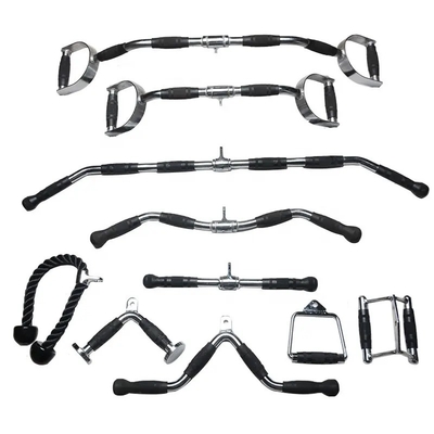 Geïntegreerde Workout Gym Trainer Pull Down Bar Handle met Grips Kabel Barbell Aanhangsel