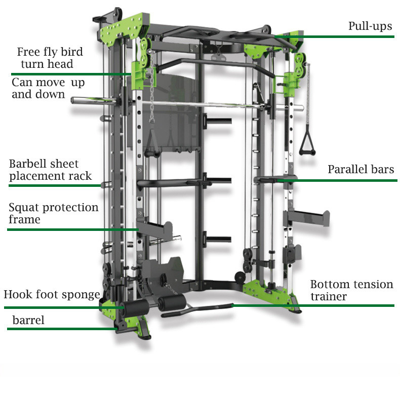 Grote laadmachine Sport Fitness-apparatuur Borst vlieg roeien Squat Rack Multifunctioneel fitnesscentrum