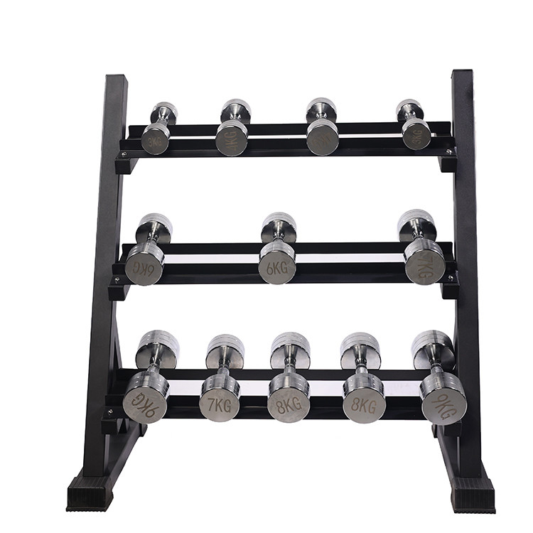 KARTONSIZE 1230*460*120mm Vrije gewichtsrekken voor commerciële fitness 3 Tier Dumbbell Rack