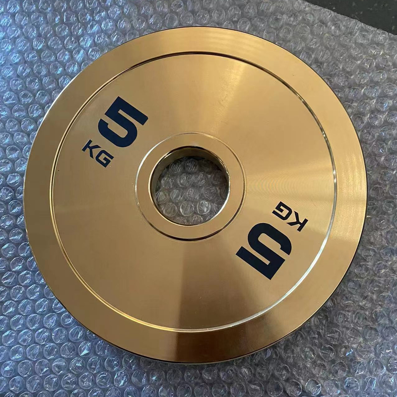 Krachttraining Makkelijk Goud Chroom Plaat Gegooid IJzer Barbell Met Gewichtsplaten Set