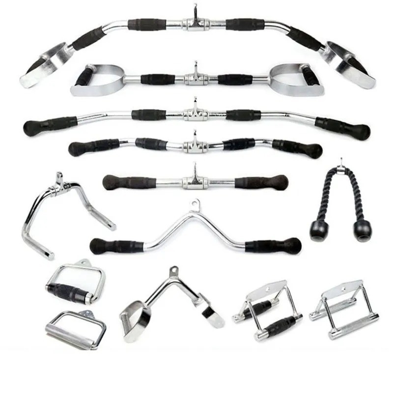 Geïntegreerde Workout Gym Trainer Pull Down Bar Handle met Grips Kabel Barbell Aanhangsel